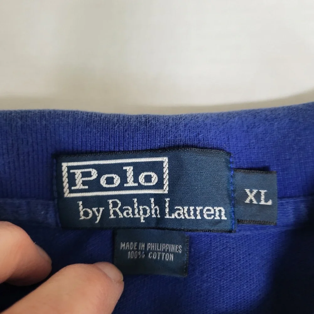 Polo Ralph Lauren Mens XL Long Sleeve Polo Shirt Blue‎ Embroidered Red Pony